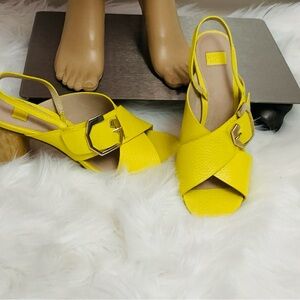 Women’s Bright Yellow Slingback Sandals with Buckle Accent